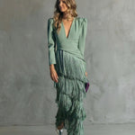 Esmeralda Collection | Women's Maxi Dress with Cascading Fringe | Elegant Evening Wear for Special Occasions 0