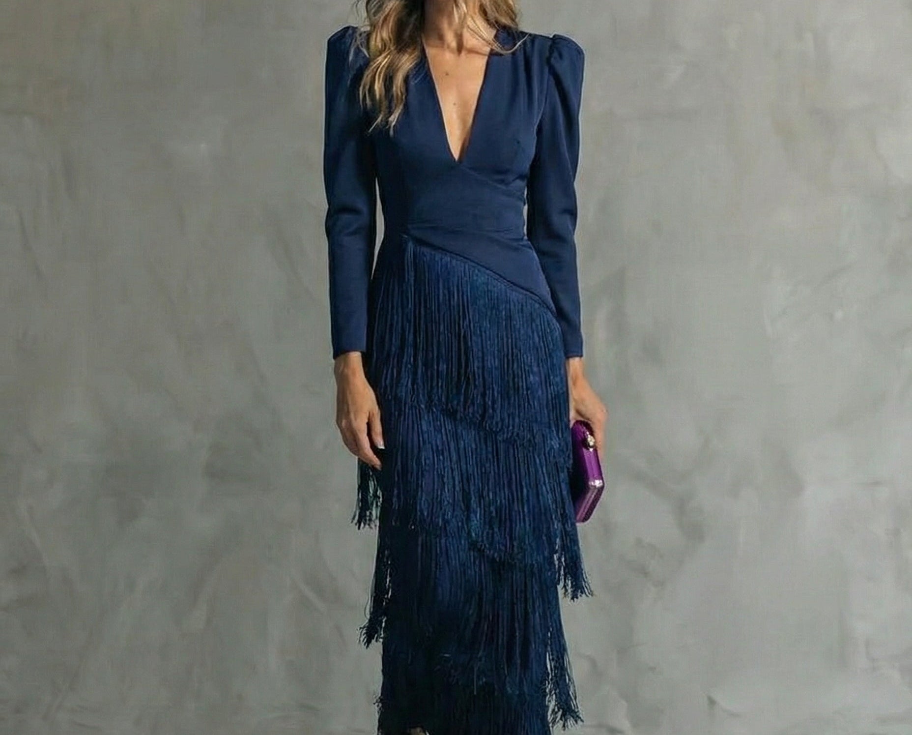 Esmeralda Collection | Women's Maxi Dress with Cascading Fringe | Elegant Evening Wear for Special Occasions 1