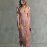 Esmeralda Collection | Women's Maxi Dress with Cascading Fringe | Elegant Evening Wear for Special Occasions 2