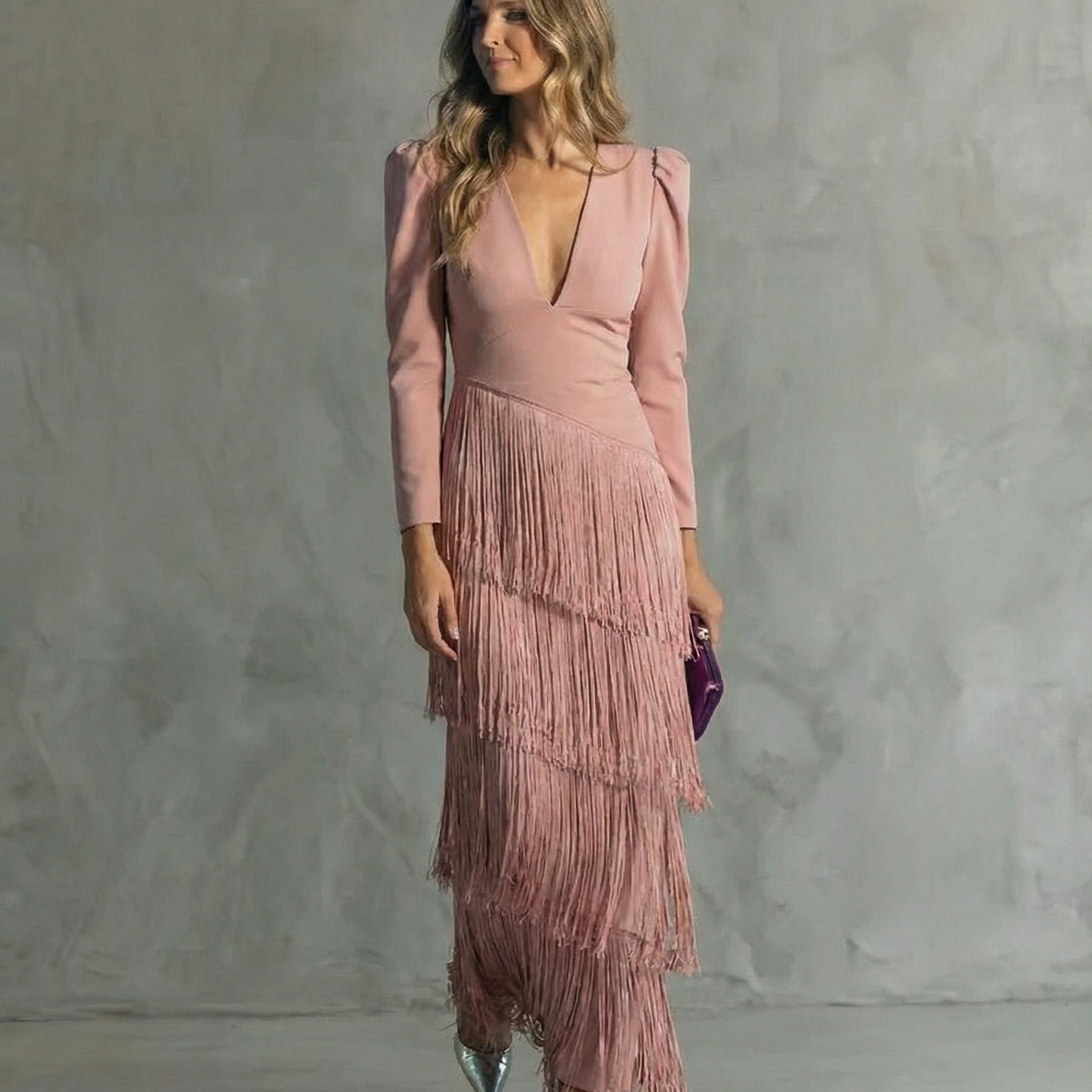 Esmeralda Collection | Women's Maxi Dress with Cascading Fringe | Elegant Evening Wear for Special Occasions 2