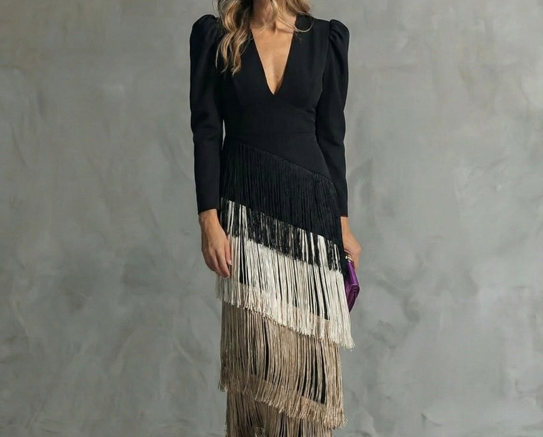 Esmeralda Collection | Women's Maxi Dress with Cascading Fringe | Elegant Evening Wear for Special Occasions 3