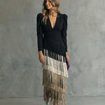 Esmeralda Collection | Women's Maxi Dress with Cascading Fringe | Elegant Evening Wear for Special Occasions 3