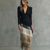 Esmeralda Collection | Women's Maxi Dress with Cascading Fringe | Elegant Evening Wear for Special Occasions 3