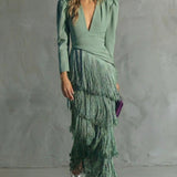 Esmeralda Collection | Women's Maxi Dress with Cascading Fringe | Elegant Evening Wear for Special Occasions 4