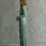 Esmeralda Collection | Women's Maxi Dress with Cascading Fringe | Elegant Evening Wear for Special Occasions 5