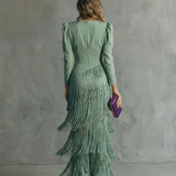 Esmeralda Collection | Women's Maxi Dress with Cascading Fringe | Elegant Evening Wear for Special Occasions 6