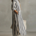 Striped Linen Maxi Dress front