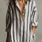 Striped Linen Maxi Dress side
