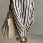 Striped Linen Maxi Dress collar detail