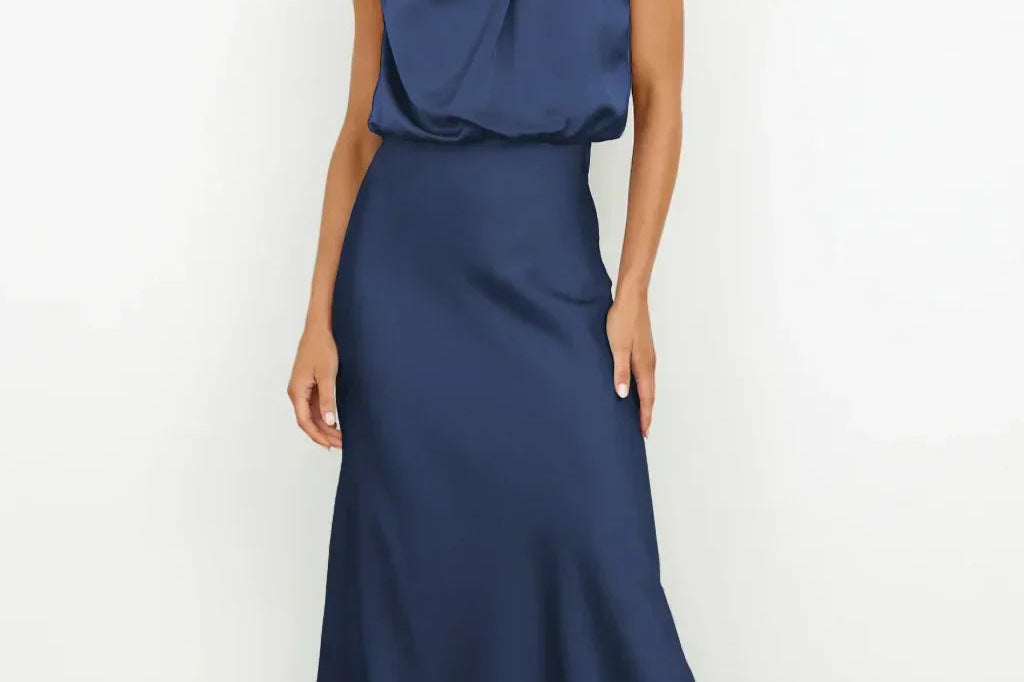 Evening Dress | Elegant Halterneck Plus Size Formal Gown | Flattering Flowing Silhouette 12