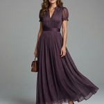 Evening Dress | Floral Maxi Evening Gown with Long Sleeves 0