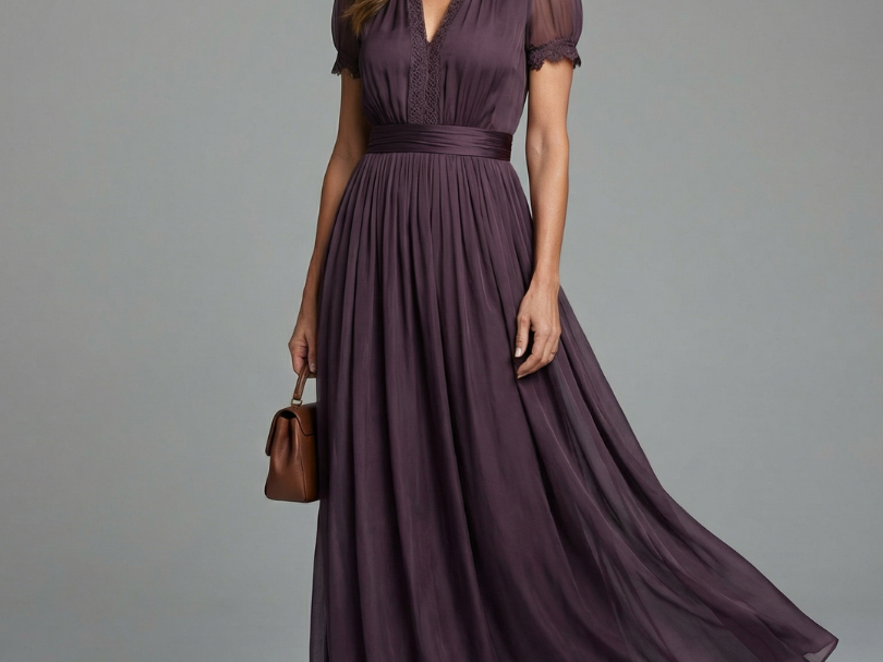 Evening Dress | Floral Maxi Evening Gown with Long Sleeves 0