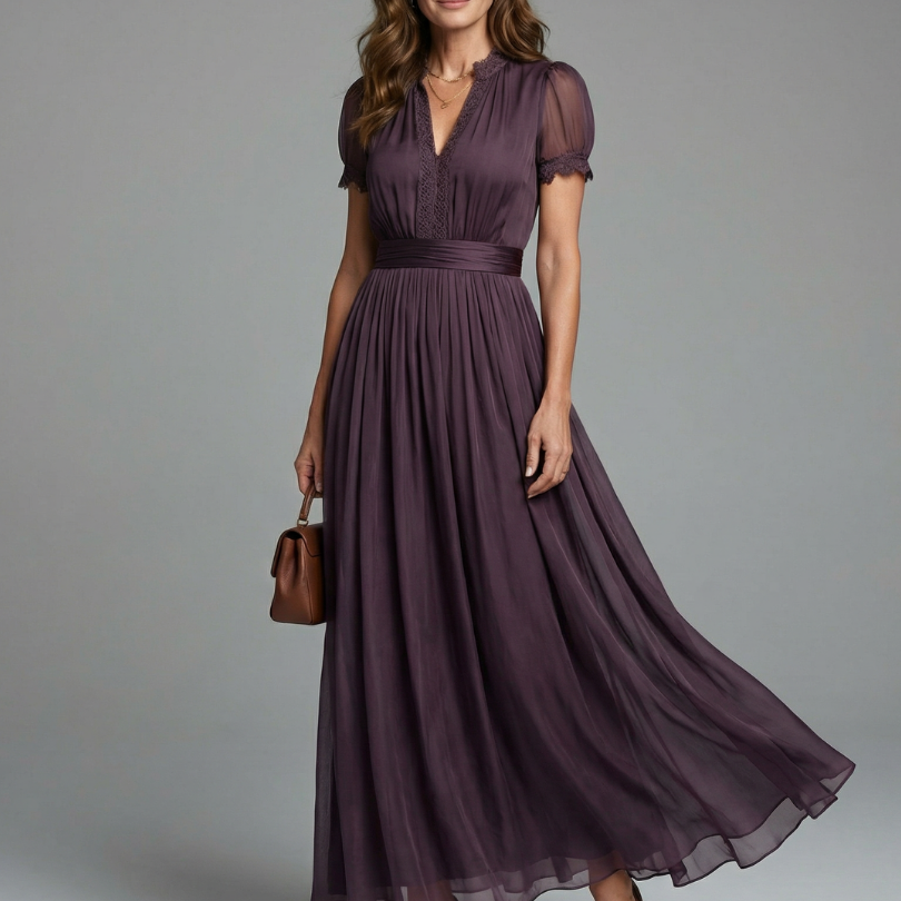 Evening Dress | Floral Maxi Evening Gown with Long Sleeves 0