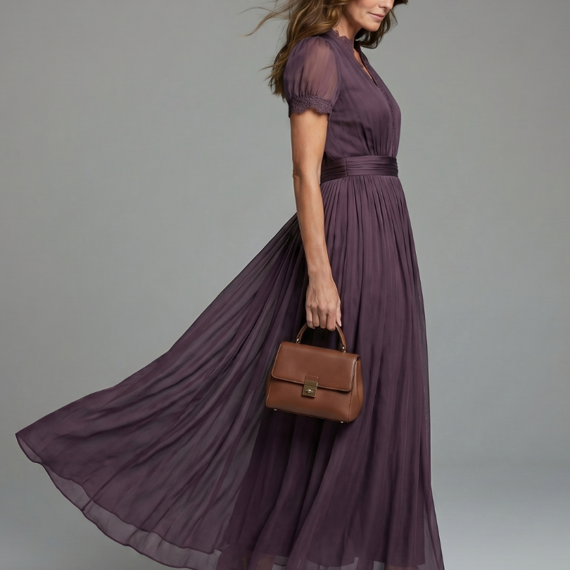 Evening Dress | Floral Maxi Evening Gown with Long Sleeves 1