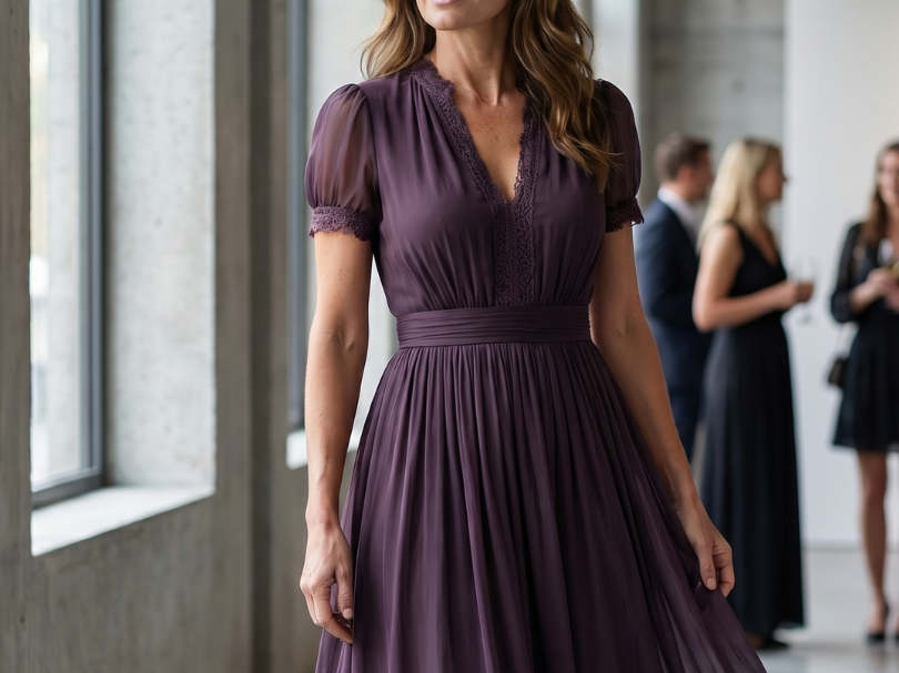 Evening Dress | Floral Maxi Evening Gown with Long Sleeves 3