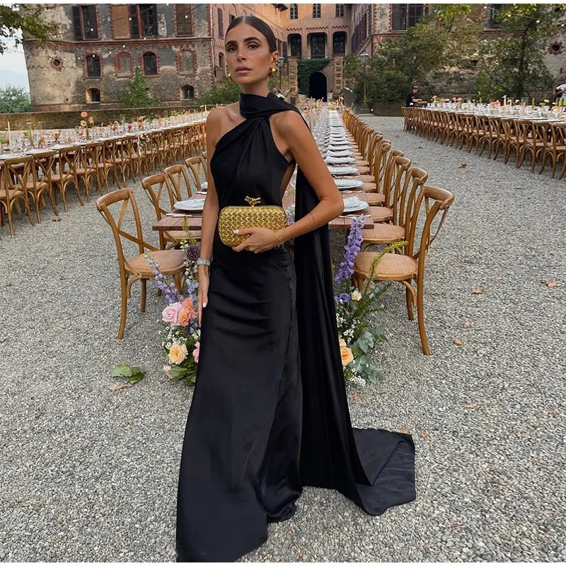 Evening Gowns | Elegant Halter Neck Maxi Dress with Open Back 3