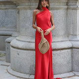 Evening Gowns | Elegant Halter Neck Maxi Dress with Open Back 4