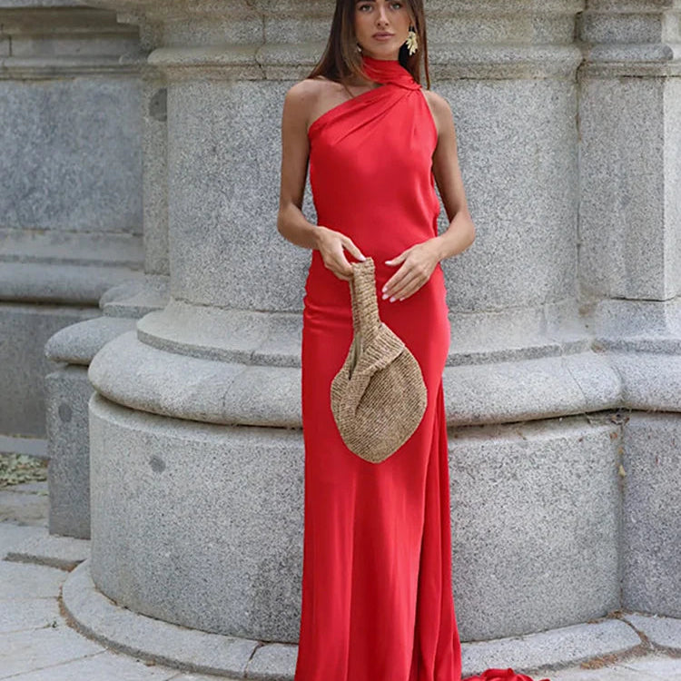 Evening Gowns | Elegant Halter Neck Maxi Dress with Open Back 4