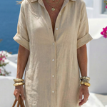 Linen Midi Shirt Dress back