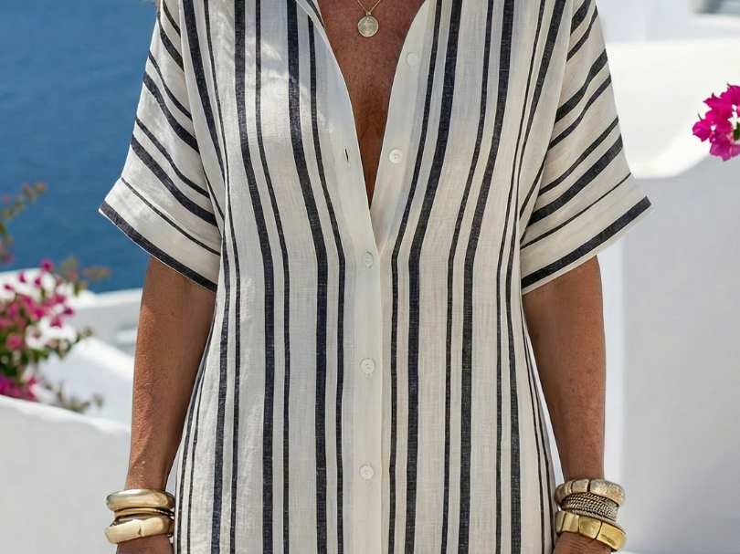 Linen Midi Shirt Dress buttons