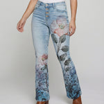 Flared Jeans | Retro High-Waist Stylish Button Detail Pants 0