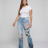 Flared Jeans | Retro High-Waist Stylish Button Detail Pants 1