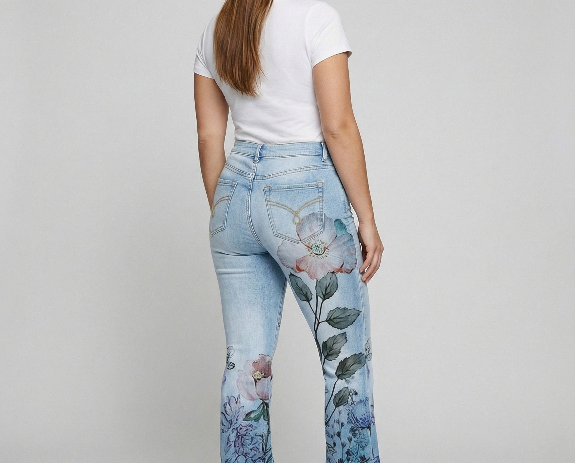Flared Jeans | Retro High-Waist Stylish Button Detail Pants 3