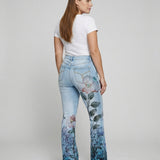 Flared Jeans | Retro High-Waist Stylish Button Detail Pants 3