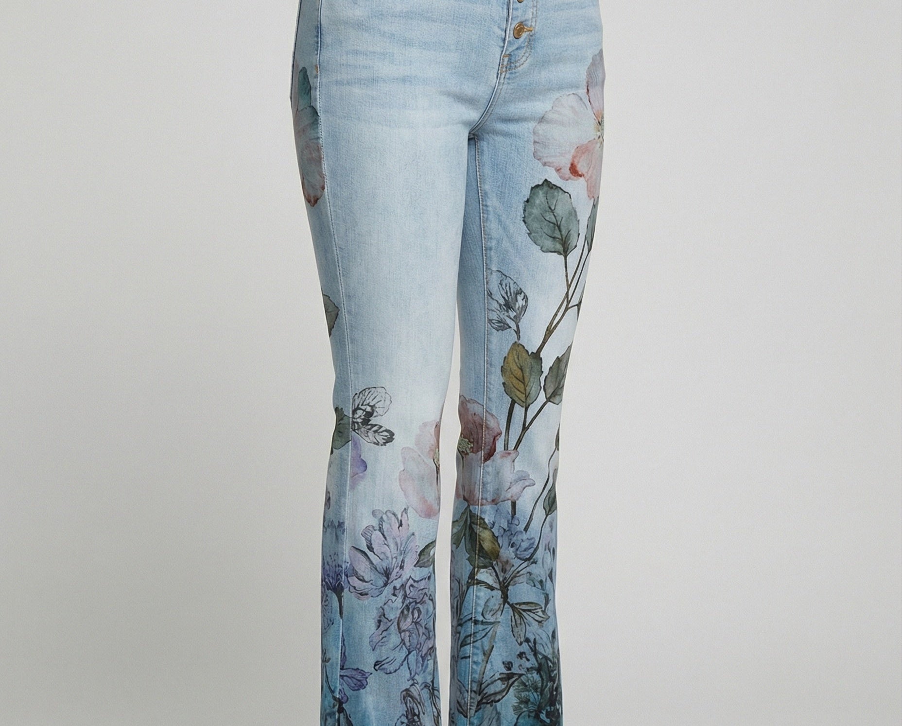 Flared Jeans | Retro High-Waist Stylish Button Detail Pants 4