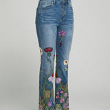 Flared Jeans | Retro High-Waist Stylish Button Detail Pants 5