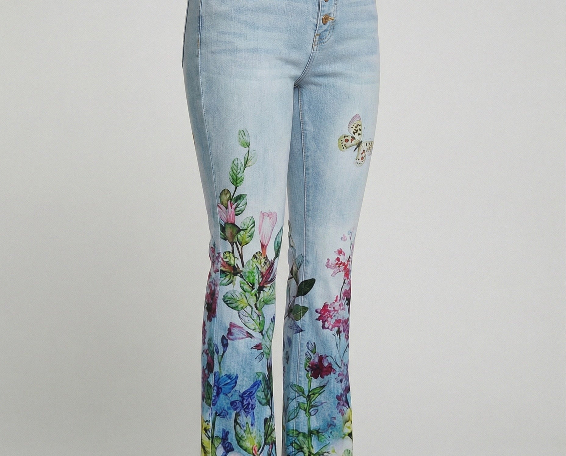 Flared Jeans | Retro High-Waist Stylish Button Detail Pants 6