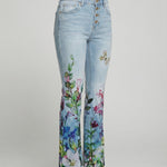 Flared Jeans | Retro High-Waist Stylish Button Detail Pants 6