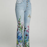 Flared Jeans | Retro High-Waist Stylish Button Detail Pants 6