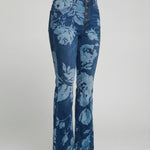Flared Jeans | Retro High-Waist Stylish Button Detail Pants 7