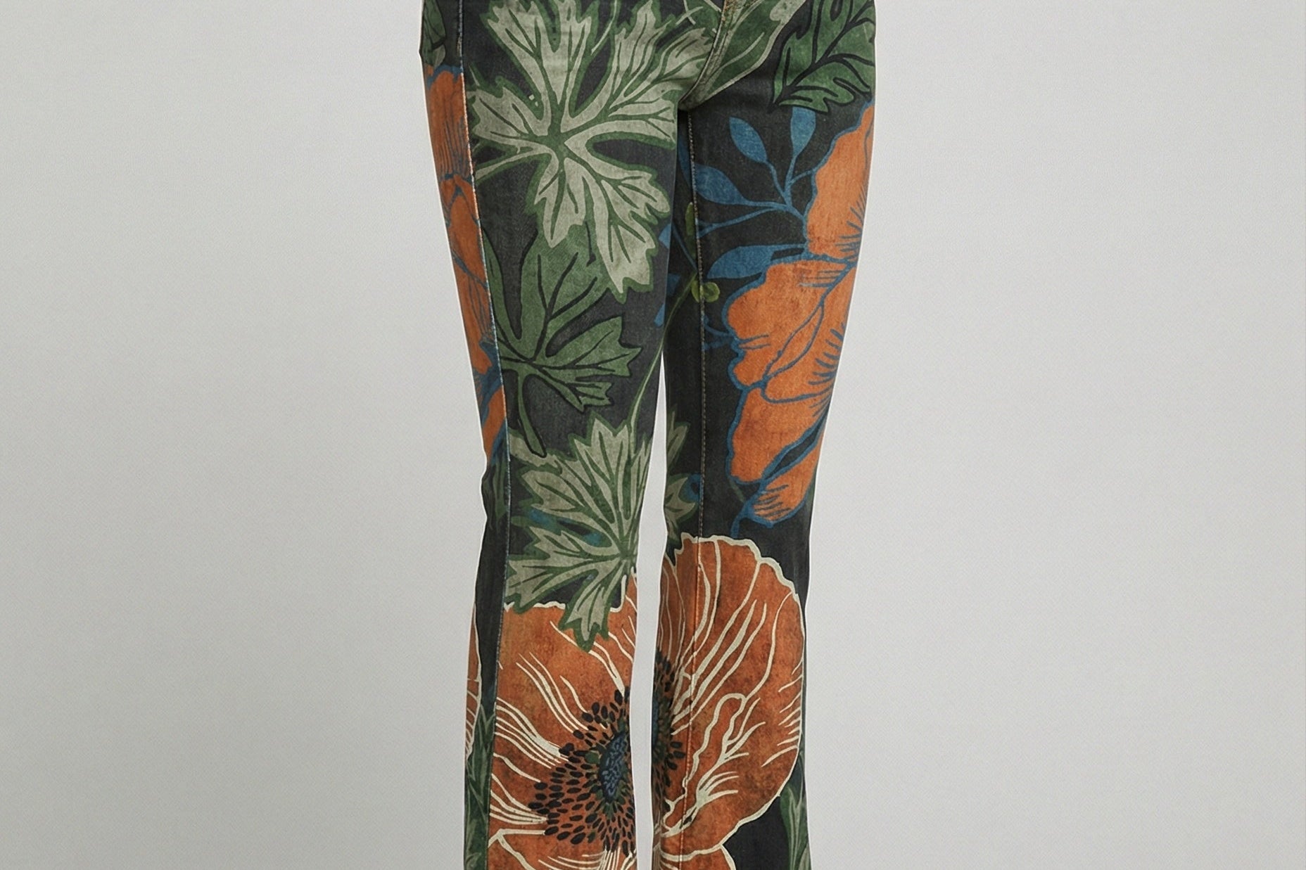Flared Jeans | Retro High-Waist Stylish Button Detail Pants 8