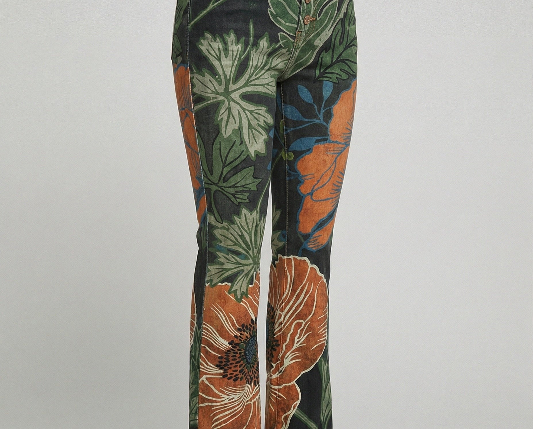 Flared Jeans | Retro High-Waist Stylish Button Detail Pants 8