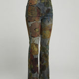 Flared Jeans | Retro High-Waist Stylish Button Detail Pants 9