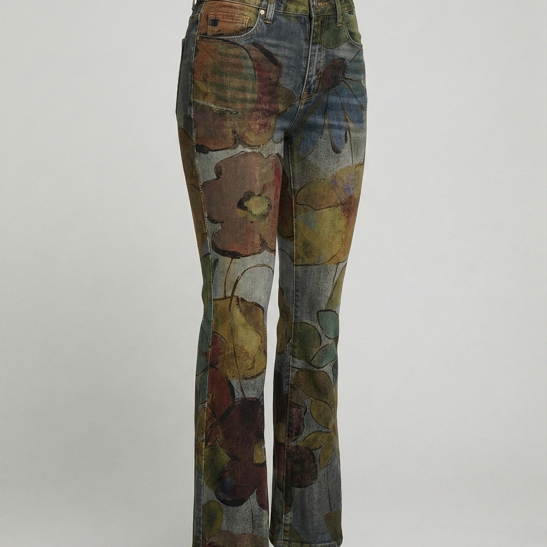 Flared Jeans | Retro High-Waist Stylish Button Detail Pants 9