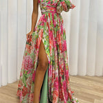Floral Maxi Dress | Elegant One Shoulder Long Evening Gown 1
