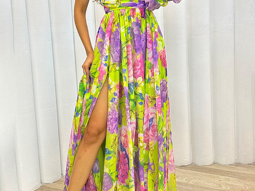 Floral Maxi Dress | Elegant One Shoulder Long Evening Gown 10