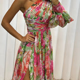 Floral Maxi Dress | Elegant One Shoulder Long Evening Gown 2