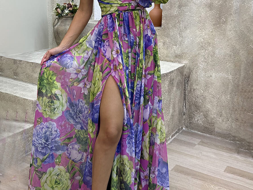 Floral Maxi Dress | Elegant One Shoulder Long Evening Gown 7
