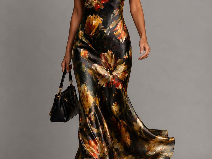 Floral Maxi Dress | Tiered Long Summer Dress Elegant Relaxed Fit 0