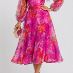 Floral Midi Dress | Elegant Wedding Guest Dresses | Flattering A-Line Summer Style 0