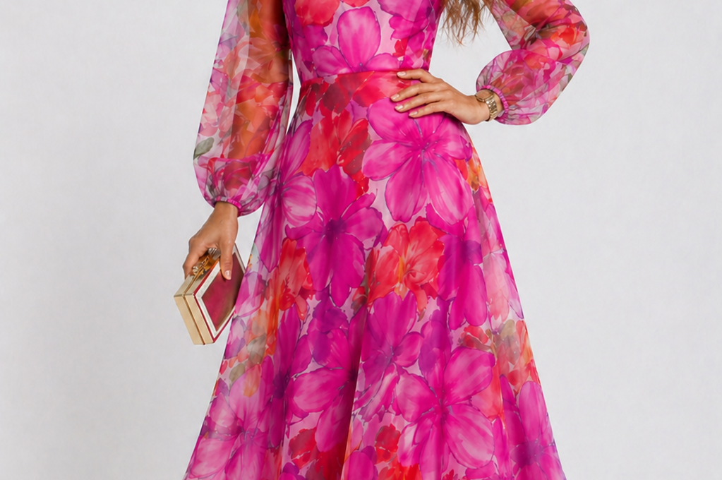 Floral Midi Dress | Elegant Wedding Guest Dresses | Flattering A-Line Summer Style 1