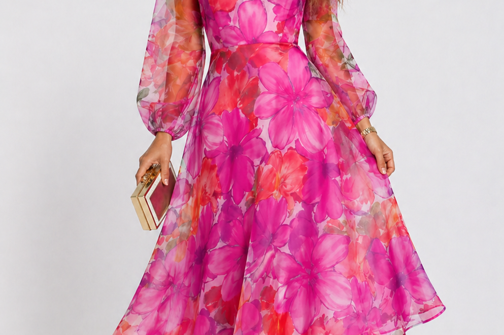 Floral Midi Dress | Elegant Wedding Guest Dresses | Flattering A-Line Summer Style 2
