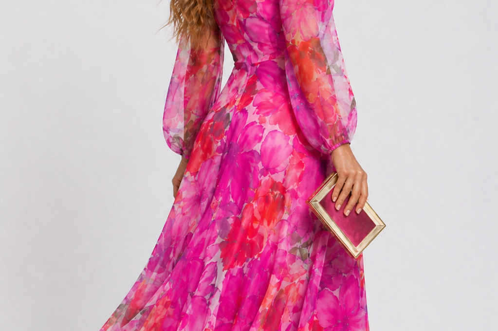 Floral Midi Dress | Elegant Wedding Guest Dresses | Flattering A-Line Summer Style 4