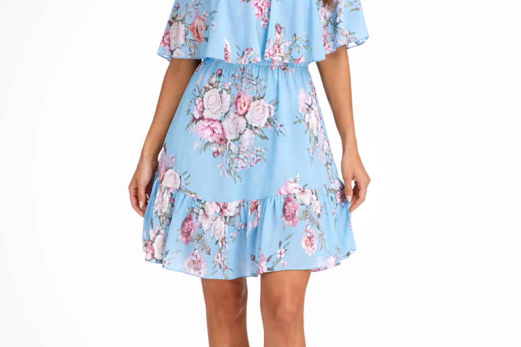 Floral Mini Dress | Off-Shoulder Summer Sundress | Romantic Lightweight Ruffled Design 0