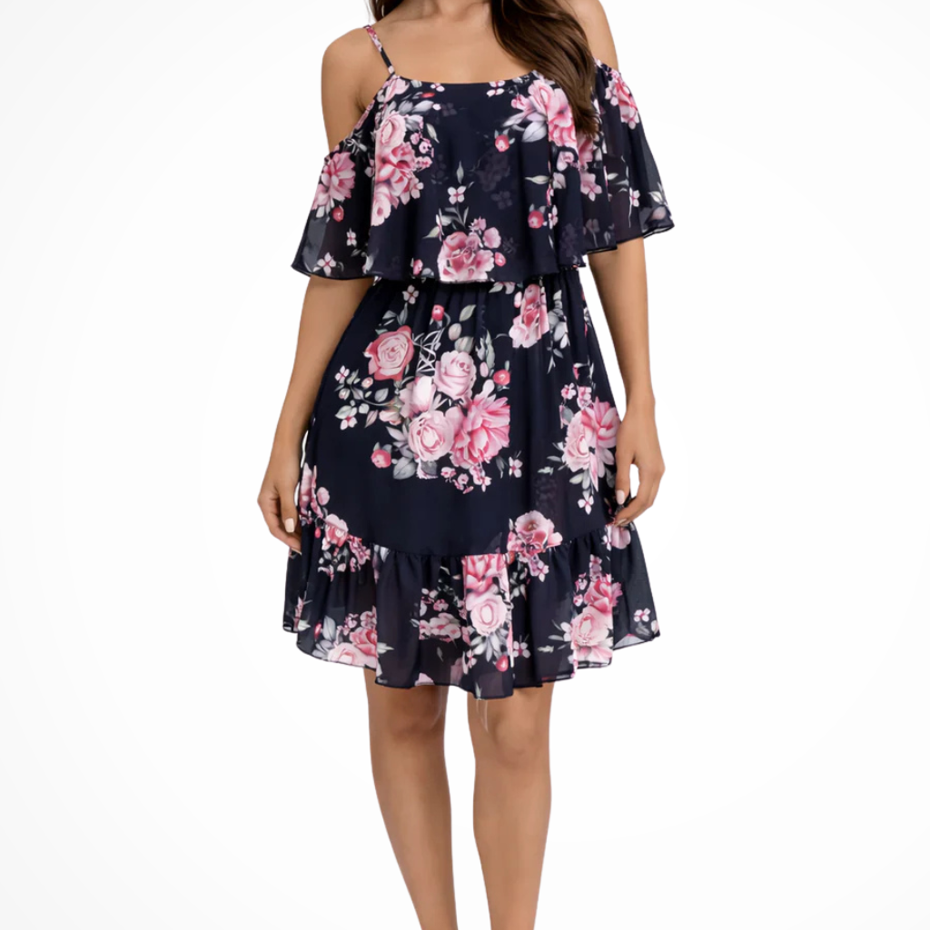Floral Mini Dress | Off-Shoulder Summer Sundress | Romantic Lightweight Ruffled Design 2