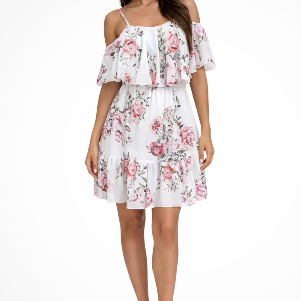 Floral Mini Dress | Off-Shoulder Summer Sundress | Romantic Lightweight Ruffled Design 3